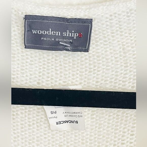 Wooden Ships Cocktail O'Clock V-Neck Lightweight sweater in cream. XS NWT - Picture 5 of 7